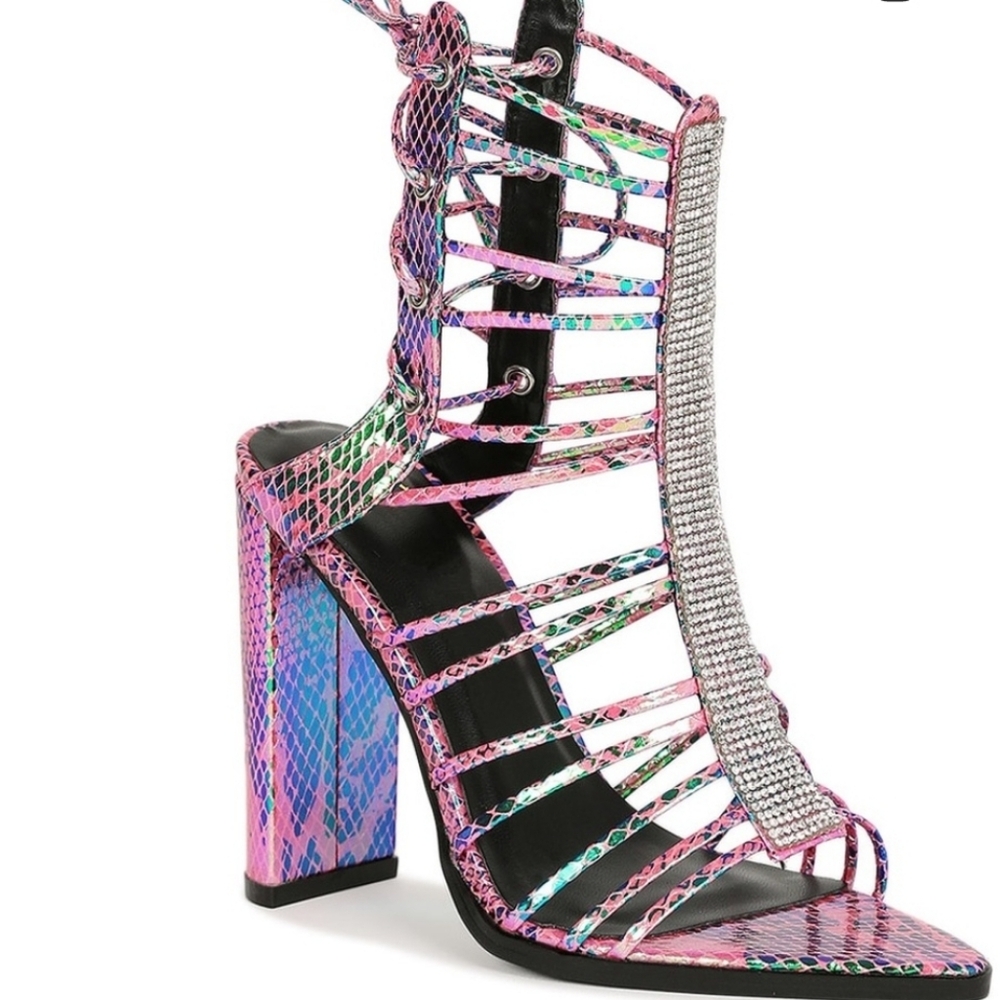 So Me Iridescent Strappy Heels